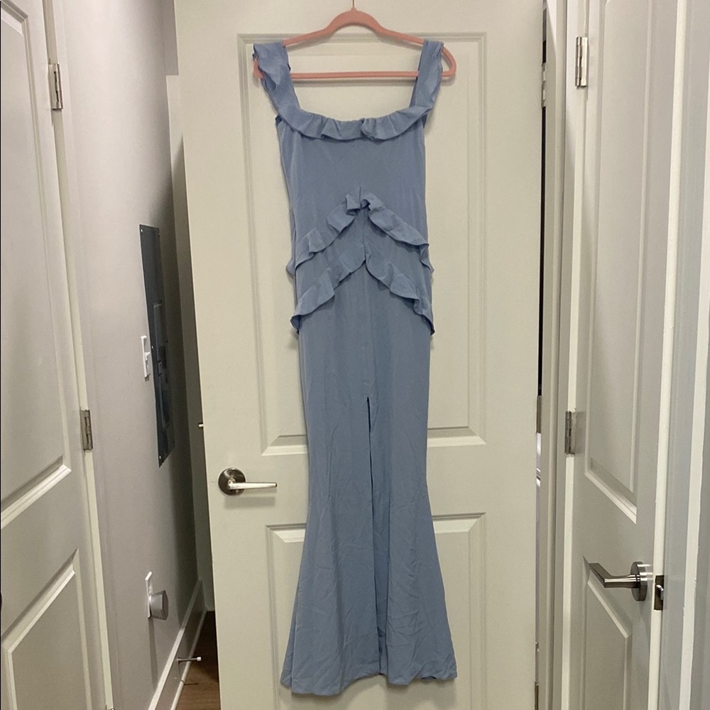 Oh Polly Light Blue Strapless Dress